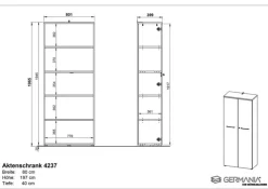 Aktenschrank ISORNO 2-türig 197 cm Graphitgrau/ Eiche