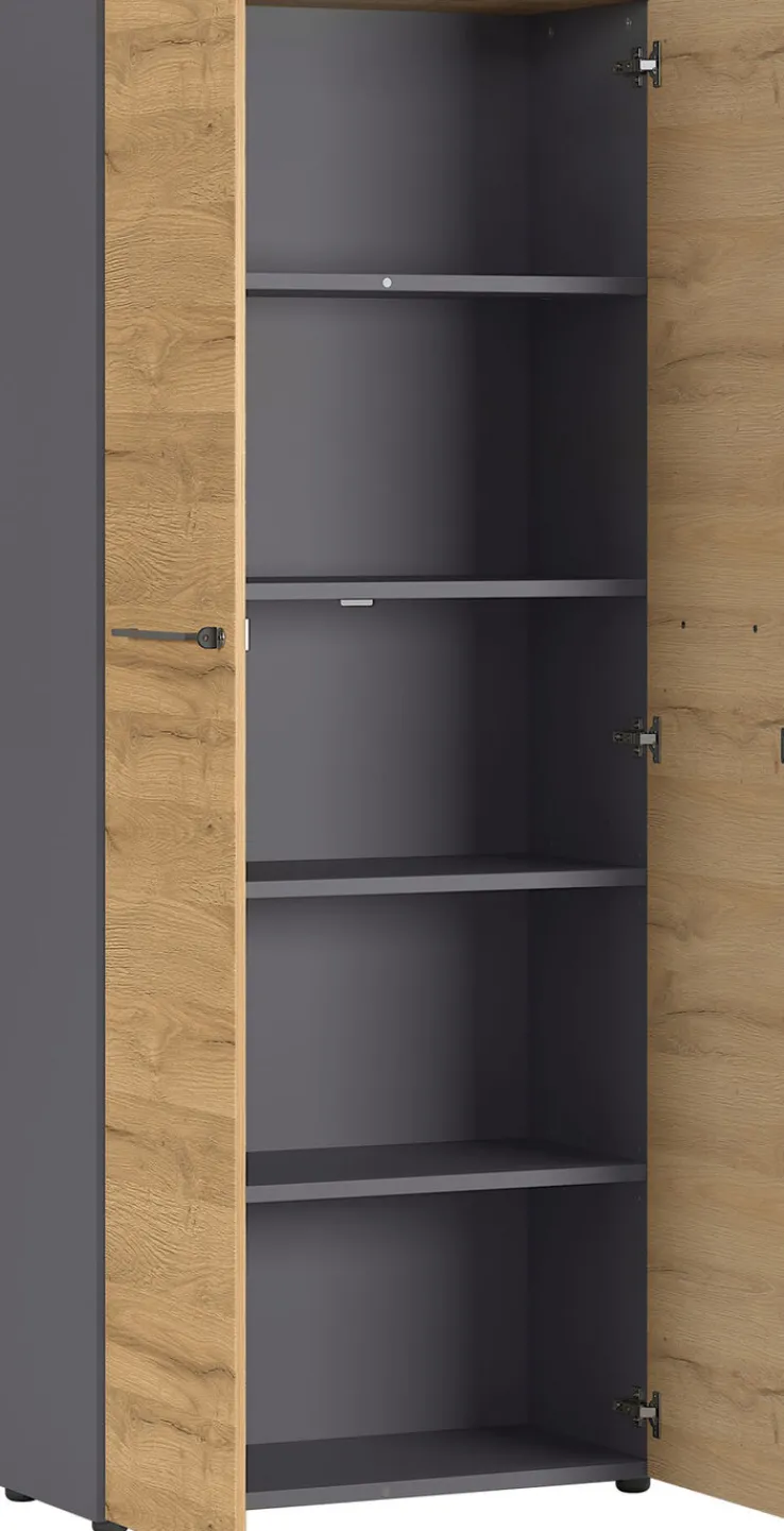 Aktenschrank ISORNO 2-türig 197 cm Graphitgrau/ Eiche