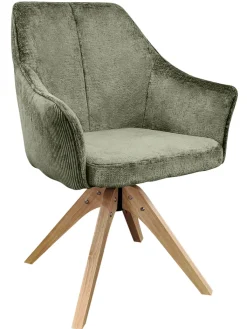 QUARTIER Armlehnstuhl Jessy Cord/Microfaser grün