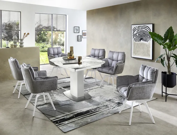 Auszugsesstisch MICHAEL Marmoroptik