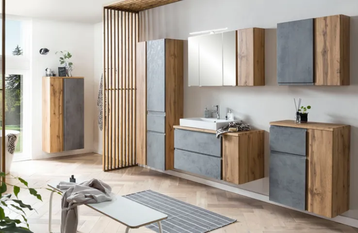 Bad-Hängeschrank GENT hellgrau/braun 65cm