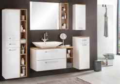 Bad-Hochschrank ALINA braun/weiß