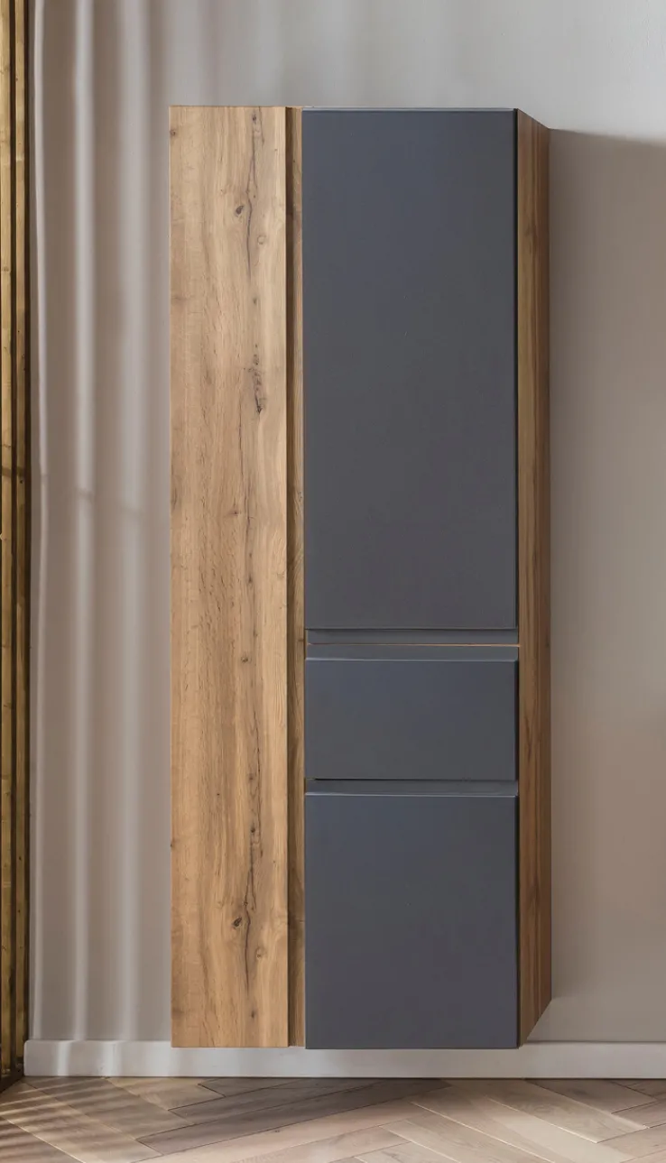 Bad-Hochschrank GENT grau/braun