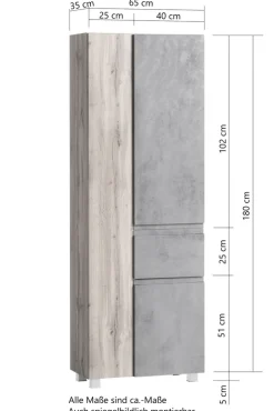 Bad-Hochschrank GENT grau/braun