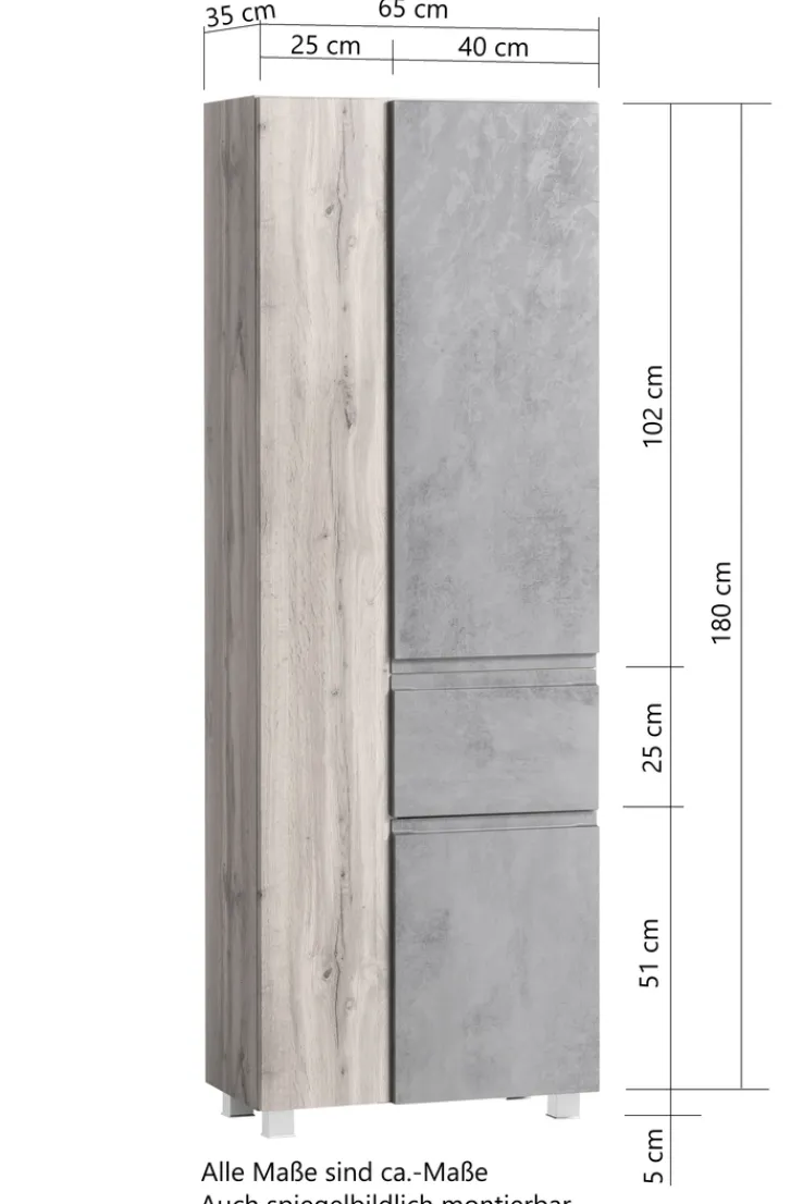 Bad-Hochschrank GENT grau/braun