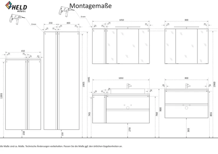 Bad-Waschtisch GENT hellgrau/braun 105cm