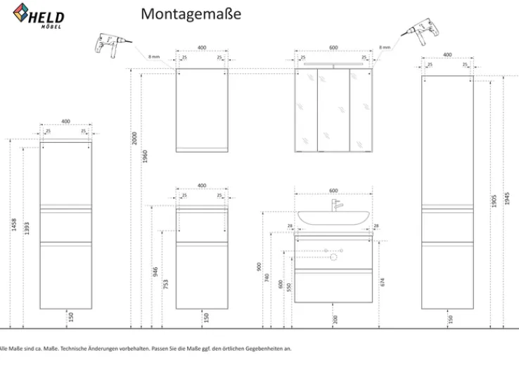 Bad-Waschtisch GENT hellgrau/braun 105cm