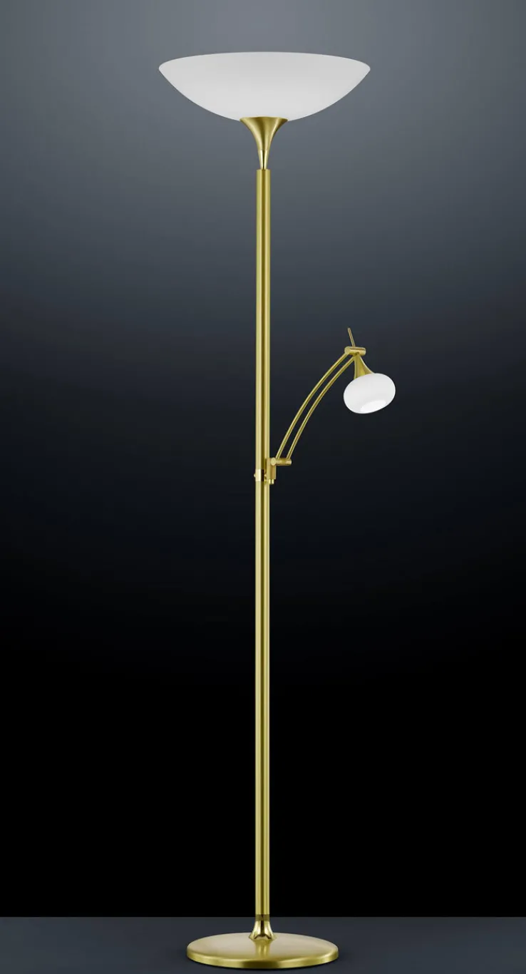 BANKAMP LED Deckenfluter mit Leselampe OPERA messingfarbig