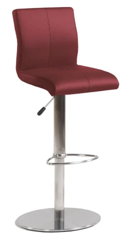 Barhocker AMATI 2er Set Edelstahl /Lederlook rot