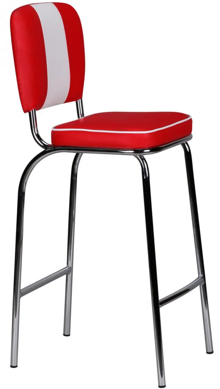 Barhocker Lederlook rot/ weiß