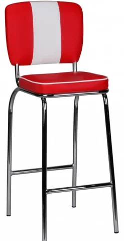 Barhocker Lederlook rot/ weiß