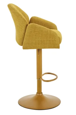 Barhocker POLLY, Metall/Textil, 52 x 53 x 96-117 cm Gelb