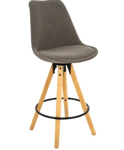 QUARTIER Barhocker TURA Gummiholz massiv Eichefarben/grau