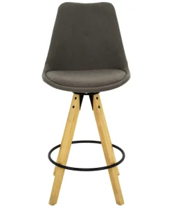 QUARTIER Barhocker TURA Gummiholz massiv Eichefarben/grau