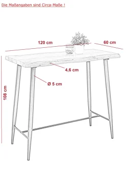 QUARTIER Bartisch GABY Wildeiche NB 120 x 60 cm