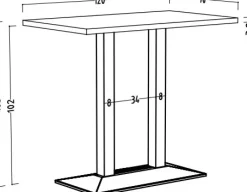 Bartisch JARO 120 x 70 cm weiß/schwarz matt