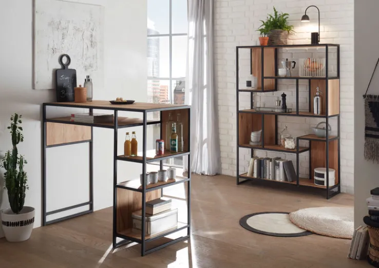 QUARTIER Bartisch LOGAN Massiv Eiche braun /schwarz