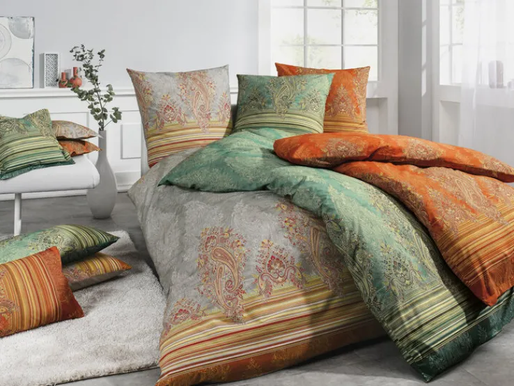 bassetti Mako-Satin-Bettwäsche ELBA V.V4 155 x 220 cm grün