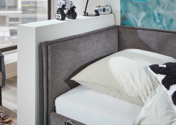 Kinder Bett FUN 90 x 200 cm grau