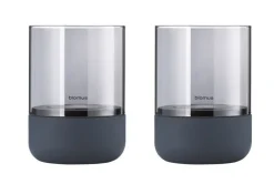 blomus Windlicht CALMA 2er Set 9,5 cm Steel Grau/ Smoke