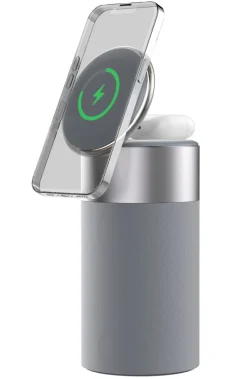 Bluetooth-Lautsprecher mit Ladefunktion und Nachtlicht grau