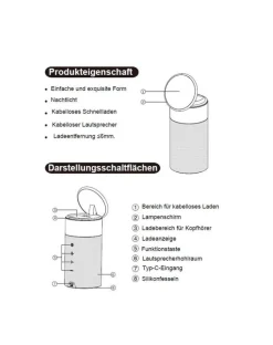Bluetooth-Lautsprecher mit Ladefunktion und Nachtlicht grau