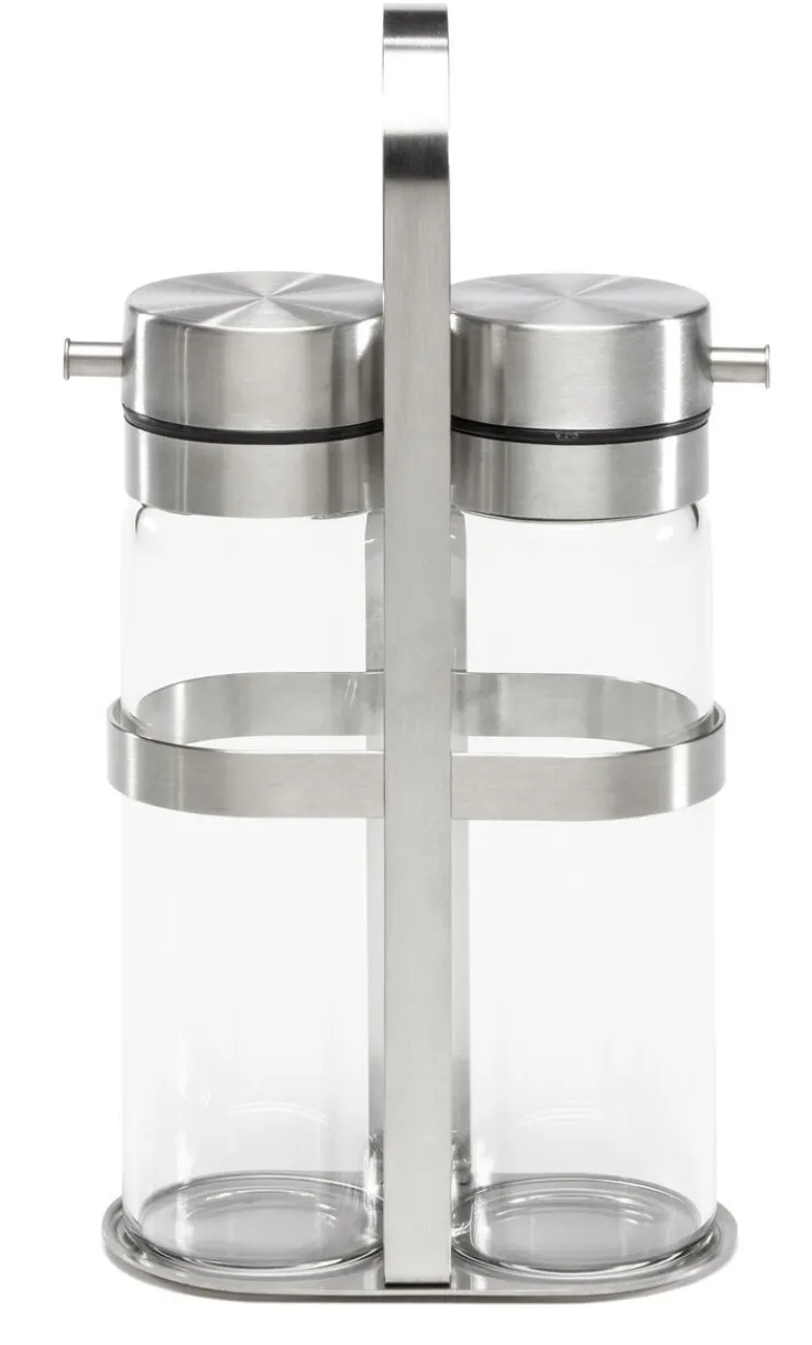 bongusto Essig- & Öl Flasche HANNA 3-teilig transparent /silberfarbig