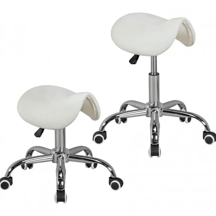 Bürohocker 60 x 60 cm weiß silber