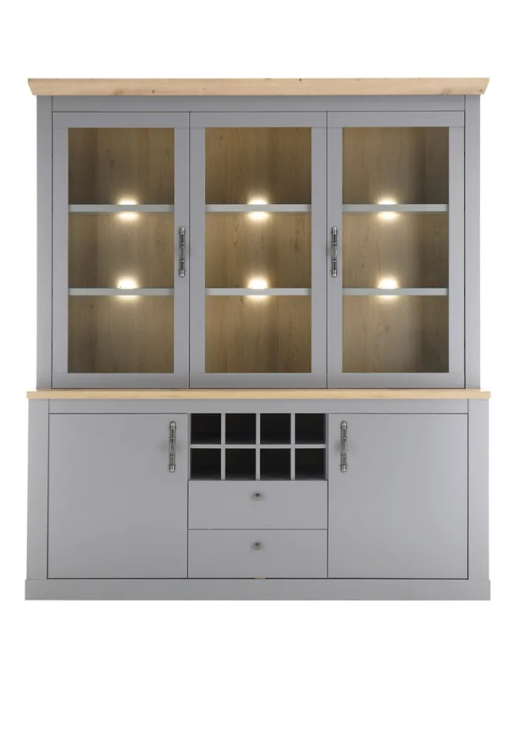 Buffetschrank CHAMBORD 183 x 206 cm hellgrau/braun