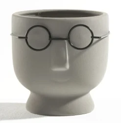 casaNOVA Übertopf Gesicht 12 cm grau