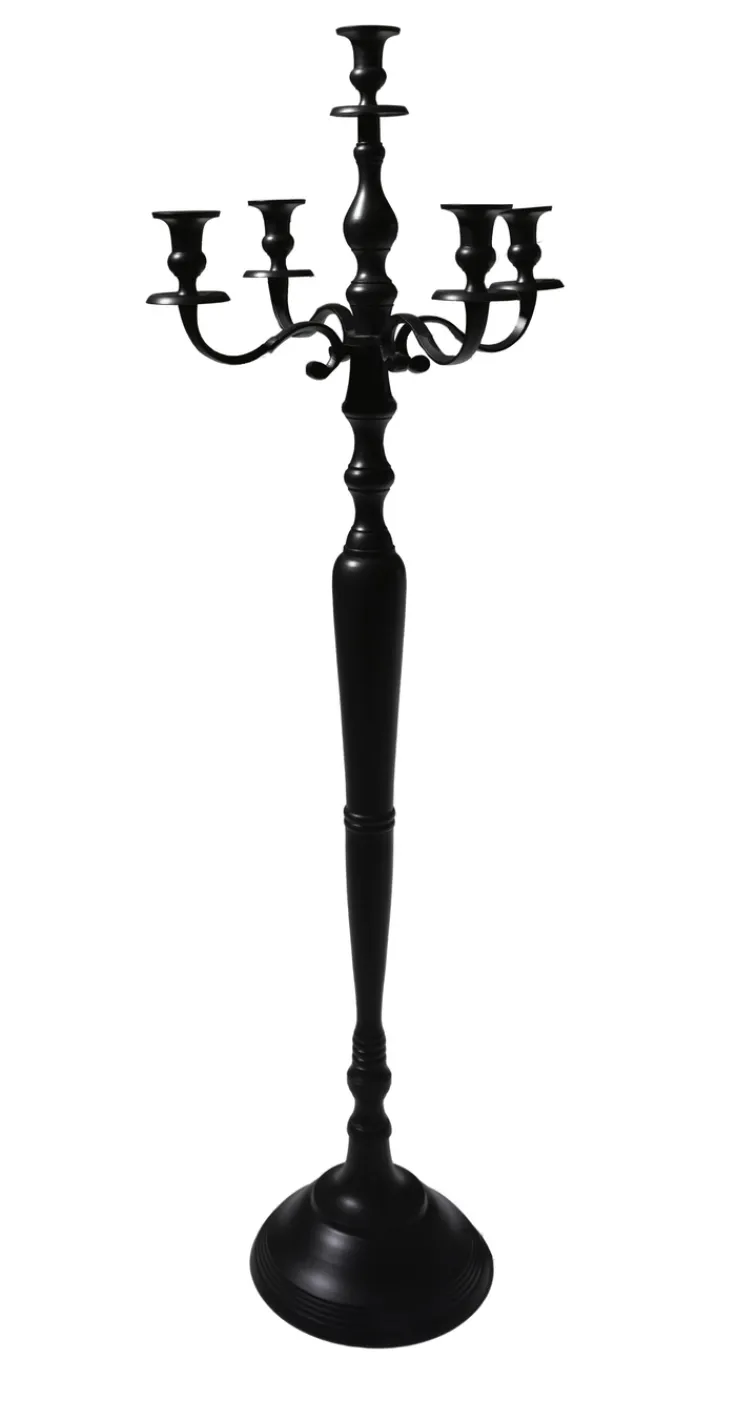 casaNOVA Kerzenständer 5-armig 120 cm Alu schwarz