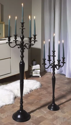 casaNOVA Kerzenständer 5-armig 120 cm Alu schwarz
