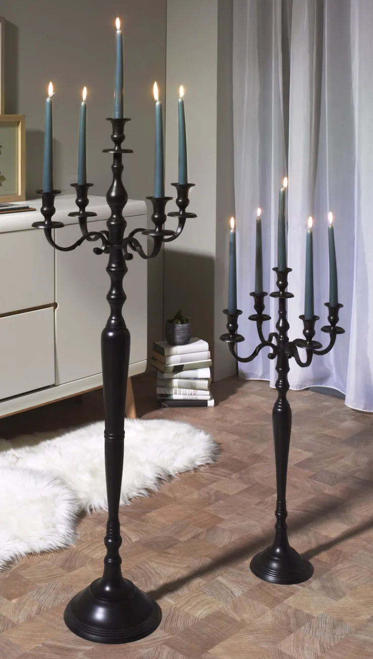casaNOVA Kerzenständer 5-armig 120 cm Alu schwarz