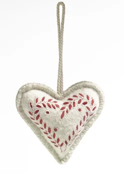 casaNOVA Weihnachten Deko Anhänger Herz 10 cm beige-rot