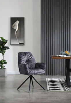 CASAVANTI Armlehndrehstuhl Samtvelours schwarz