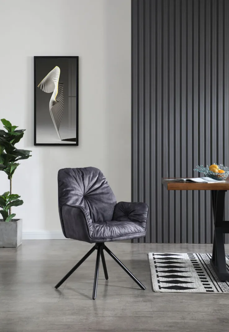 CASAVANTI Armlehndrehstuhl Samtvelours schwarz