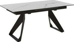 CASAVANTI Esstisch DORA 160(220) x 90 cm Keramik/Glas beige marmoriert/schwarz