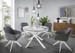 CASAVANTI Esstisch PLAZZA 120-170 x 76 cm weiß/Keramikoptik