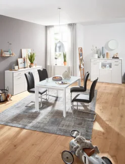 CASAVANTI Highboard TRENTO 154 x 121 cm NB Hochglanz weiß