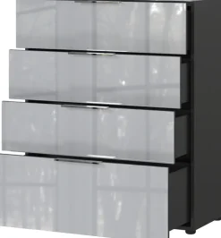 CASAVANTI Kommode OAKLAND 83 x 102 cm Glas Graphit/Silbergrau