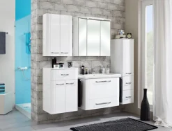 CASAVANTI Midischrank Lack Weiß Hochglanz ca. 30 x 130 x 38 cm