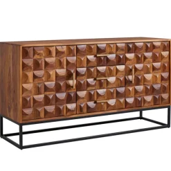 CASAVANTI Sideboard 145 x 81 cm Schwarz/ Sheesham massiv