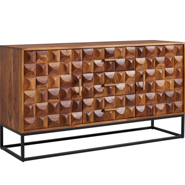 CASAVANTI Sideboard 145 x 81 cm Schwarz/ Sheesham massiv