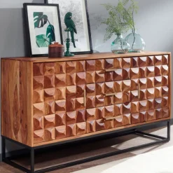CASAVANTI Sideboard 145 x 81 cm Schwarz/ Sheesham massiv