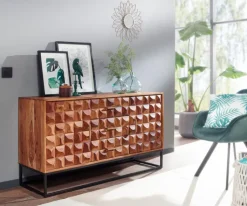 CASAVANTI Sideboard 145 x 81 cm Schwarz/ Sheesham massiv