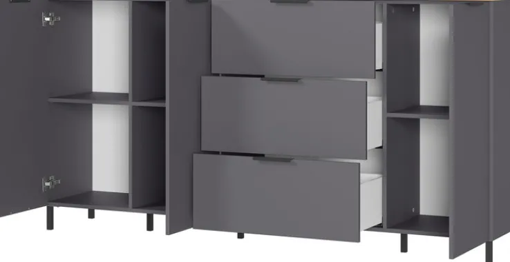 CASAVANTI Sideboard CALIFORNIA 192 x 98 cm Graphit/ Navarra-Eiche