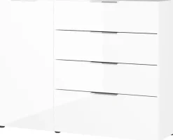 CASAVANTI Sideboard OAKLAND 134 x 102 cm Glas Weiß/Weiß