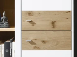 CASAVANTI Wohnwand ANDORRA 350 x 184 x 41 cm Asteiche furniert/ Lack weiß