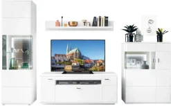 CASAVANTI Wohnwand I AMORA 4-teilig weiß /anthrazit 3D