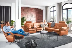 com4lux Ecksofa BRESCIA Leder Cloudy cognacbraun